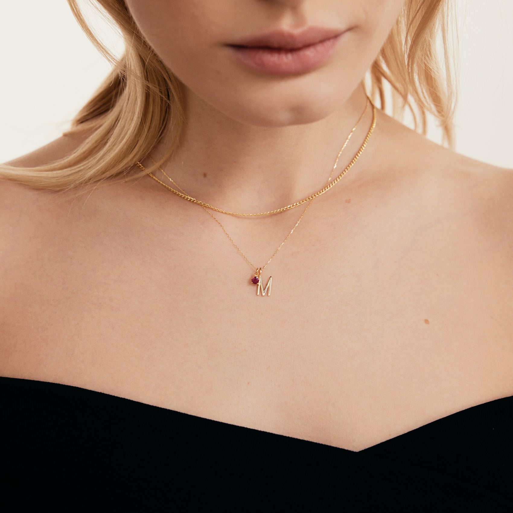 Birthstone Initial Necklace