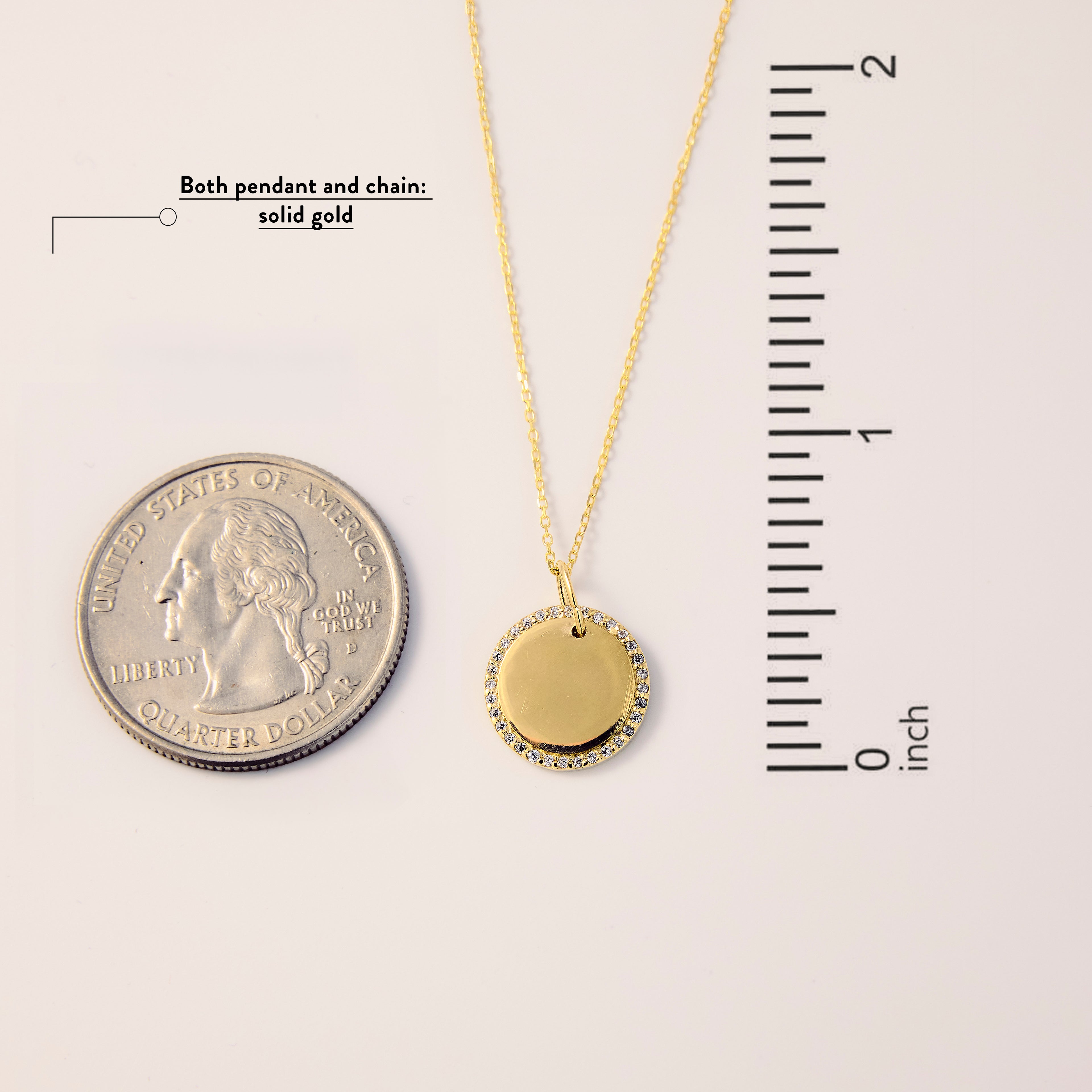 Diamond Engravable Disc Necklace