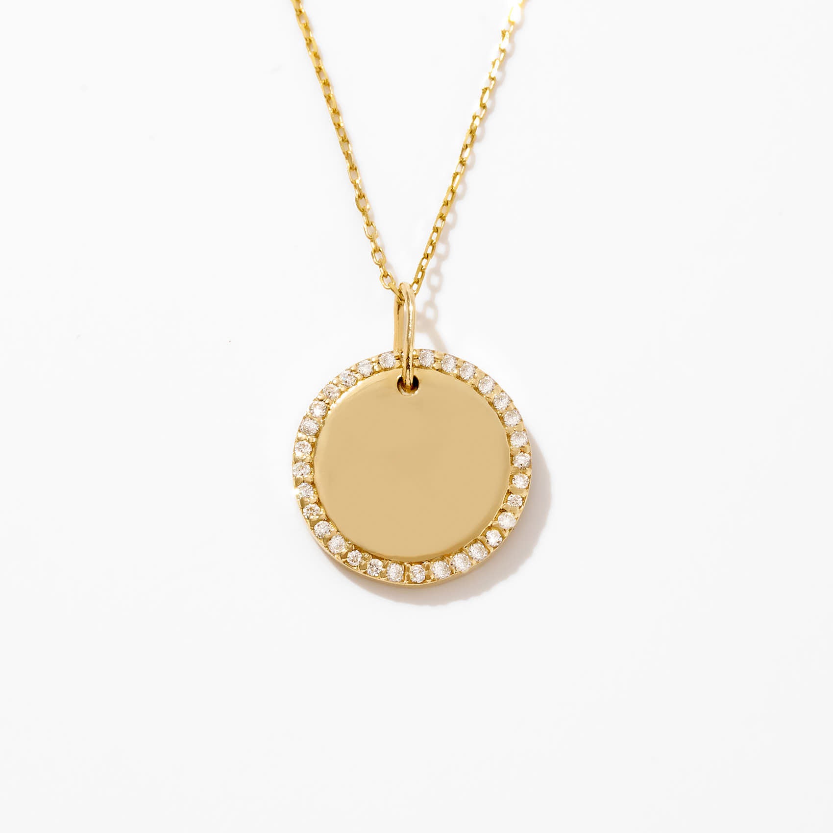 Diamond Engravable Disc Necklace
