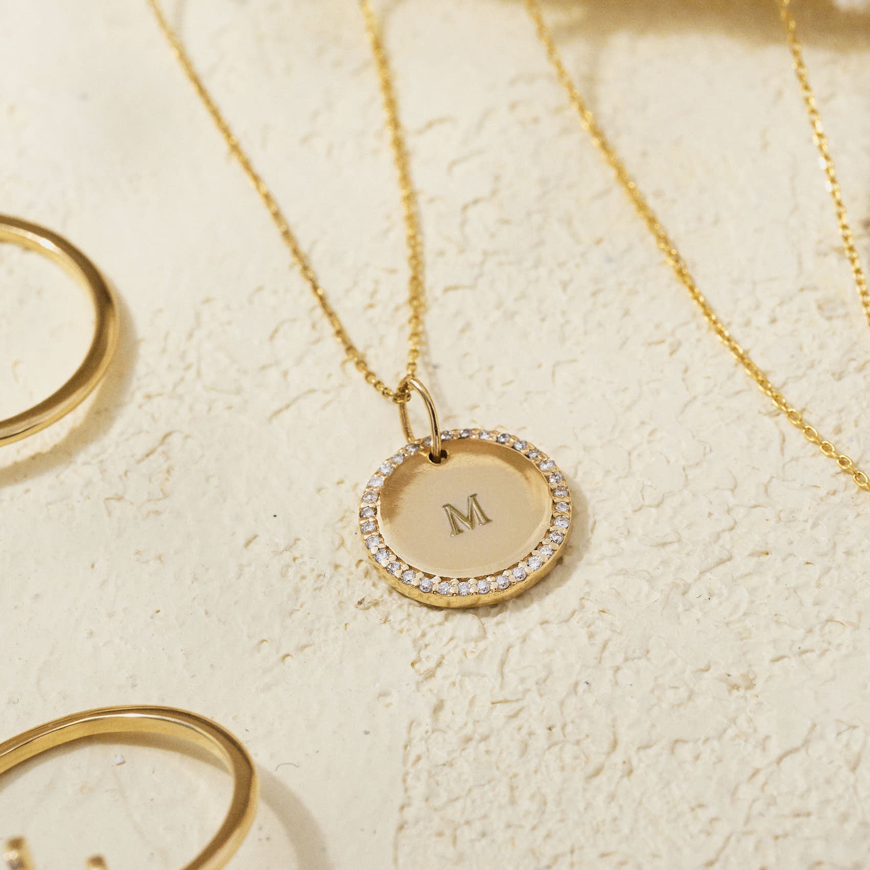 Diamond Engravable Disc Necklace