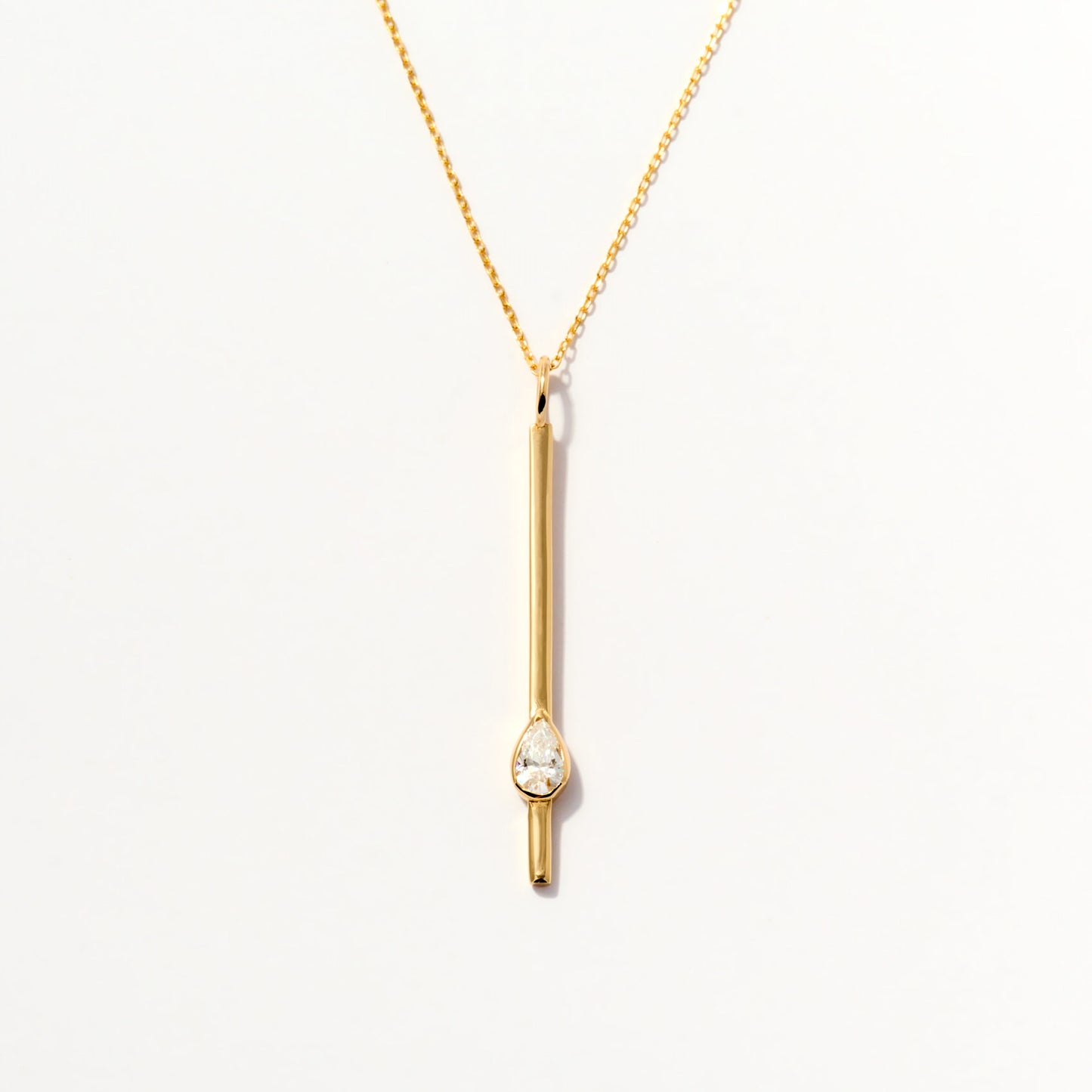 Teardrop Bar Necklace in 14K Solid Gold