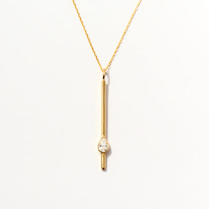 Teardrop Bar Necklace in 14K Solid Gold