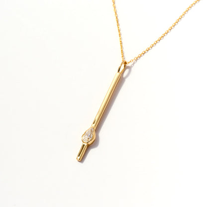 Teardrop Bar Necklace in 14K Solid Gold