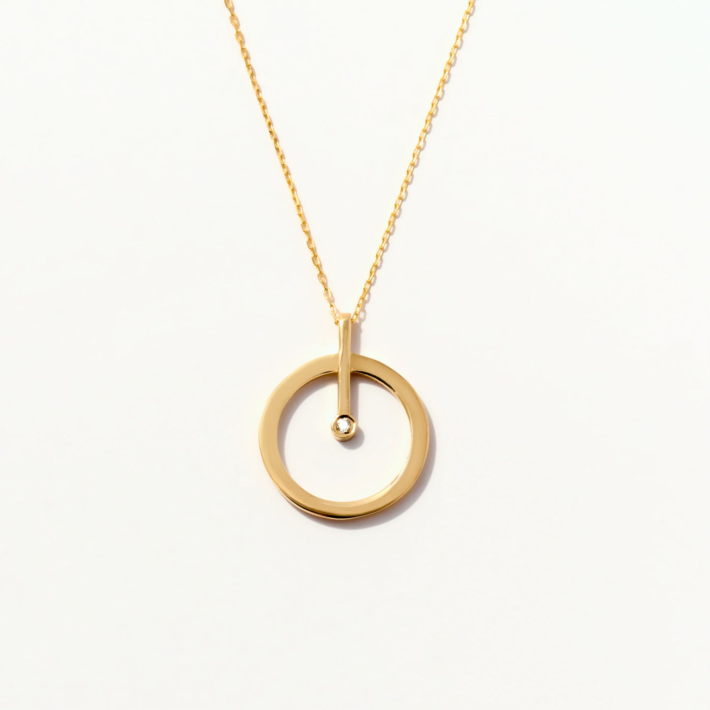 Diamond Circle Necklace in 14K Solid Gold