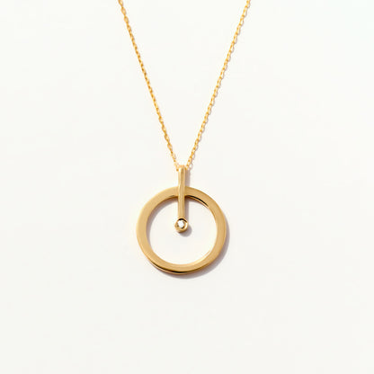 Diamond Circle Necklace in 14K Solid Gold