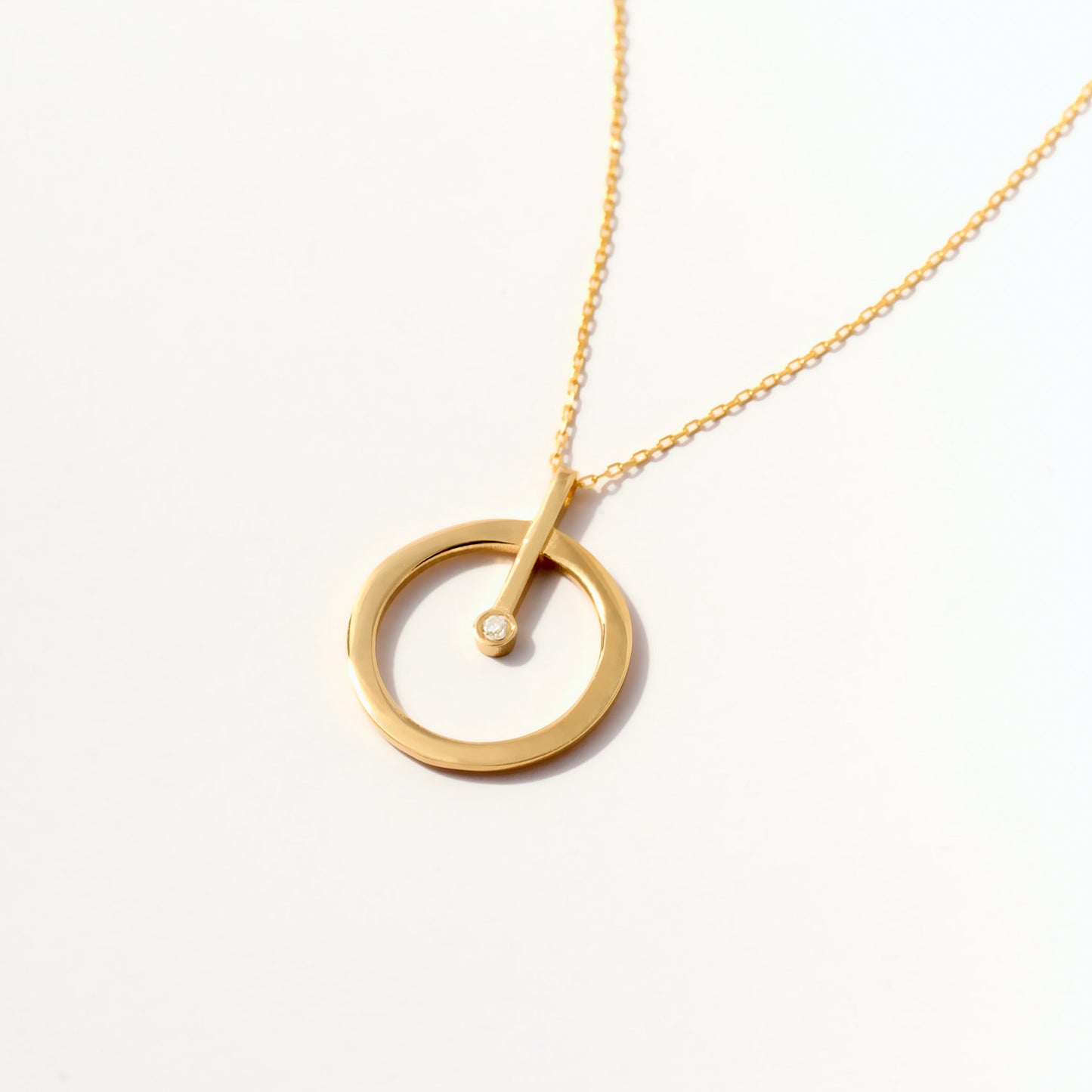 Collier Cercle de Diamants en Or Massif 14K