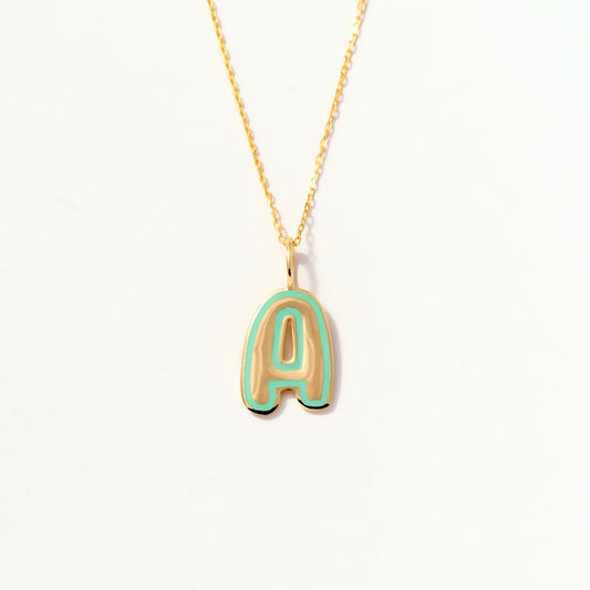 Enamel Bubble Initial Necklace
