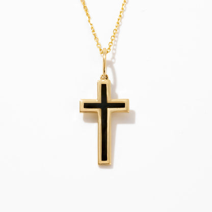 Enamel Cross Necklace in 14K Solid Gold