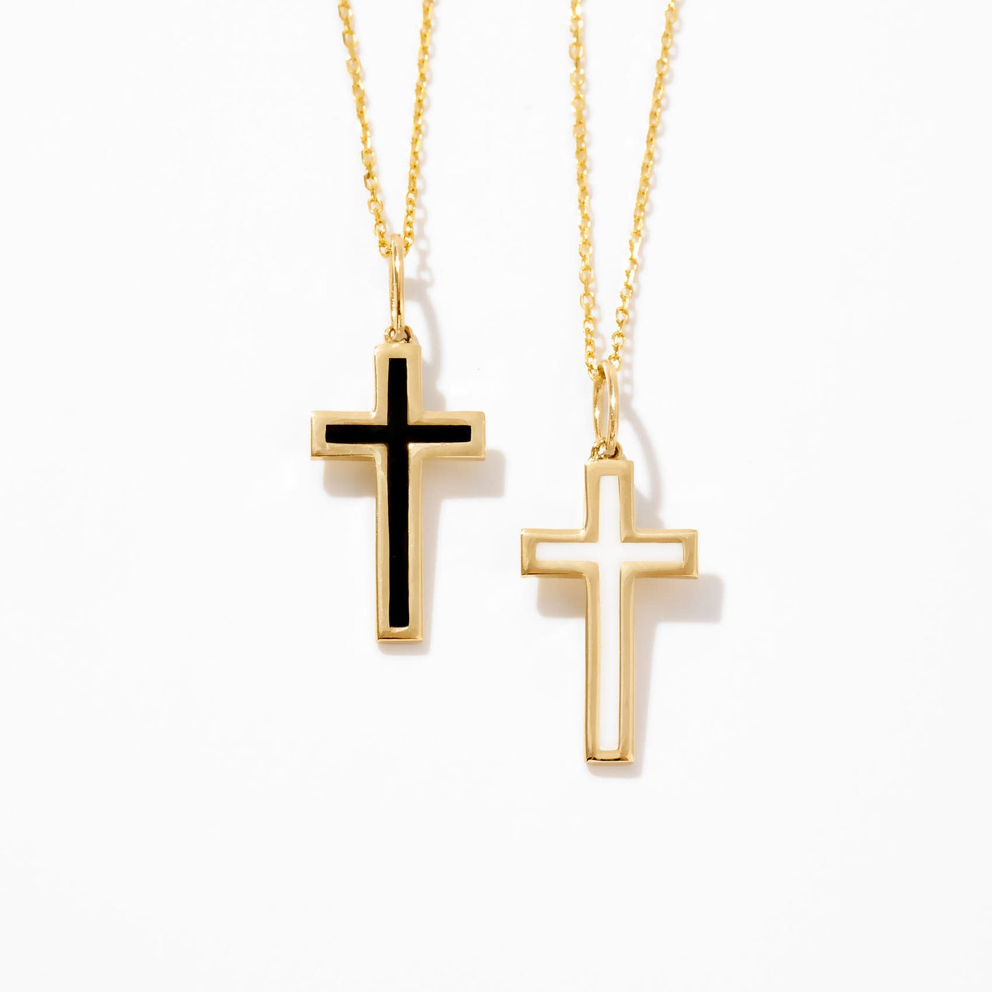 Enamel Cross Necklace in 14K Solid Gold