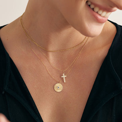 Enamel Cross Necklace in 14K Solid Gold