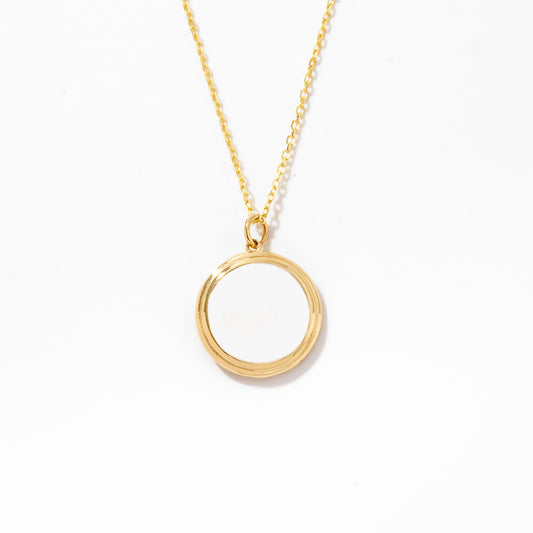 Enamel Circle Necklace in 14K Solid Gold