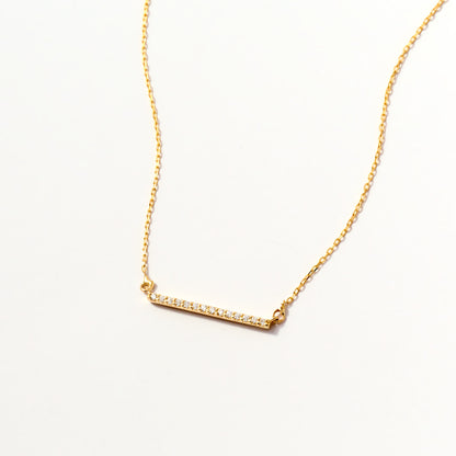 Collier avec barre de diamants pavée en or massif 14 carats 