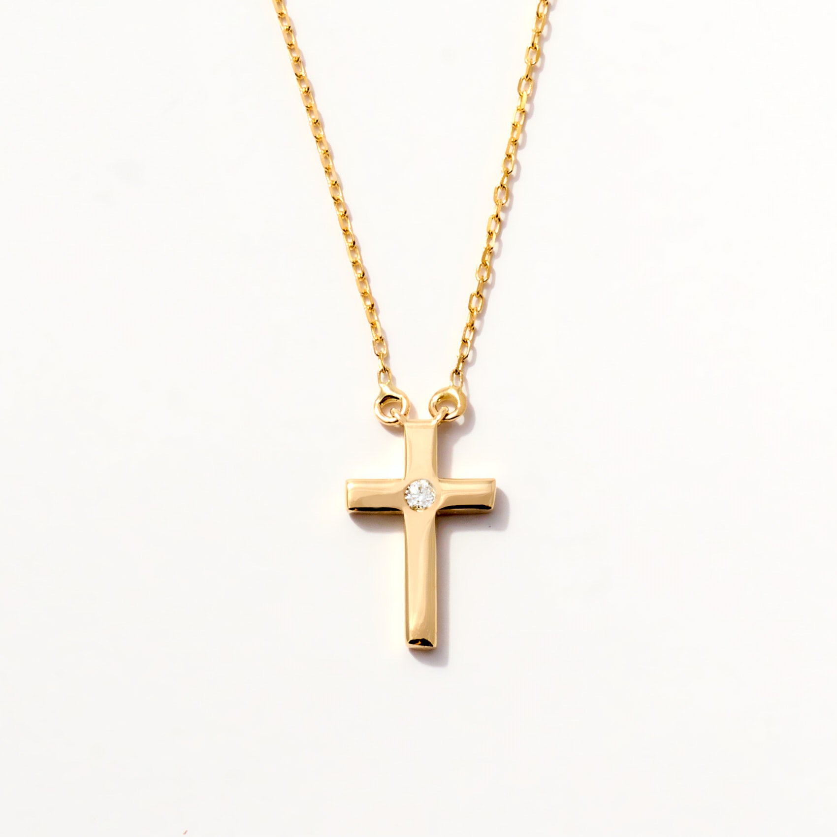 Diamond Solitaire Cross Necklace - 14K Solid Gold - Diamond Cross ...