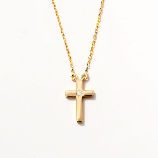 Diamond Solitaire Cross Necklace