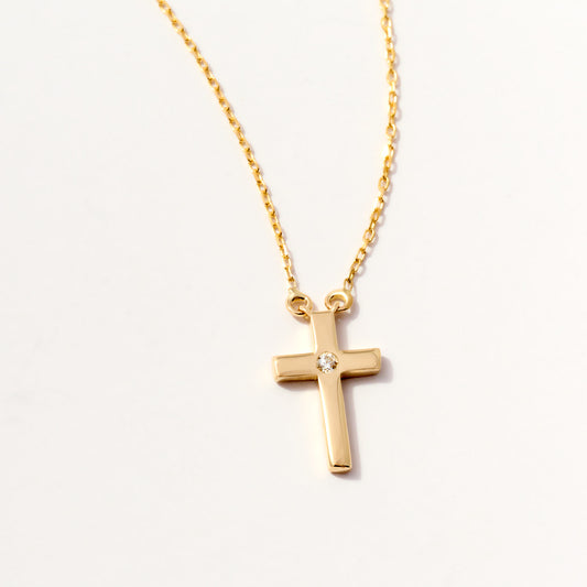 Diamond Solitaire Cross Necklace