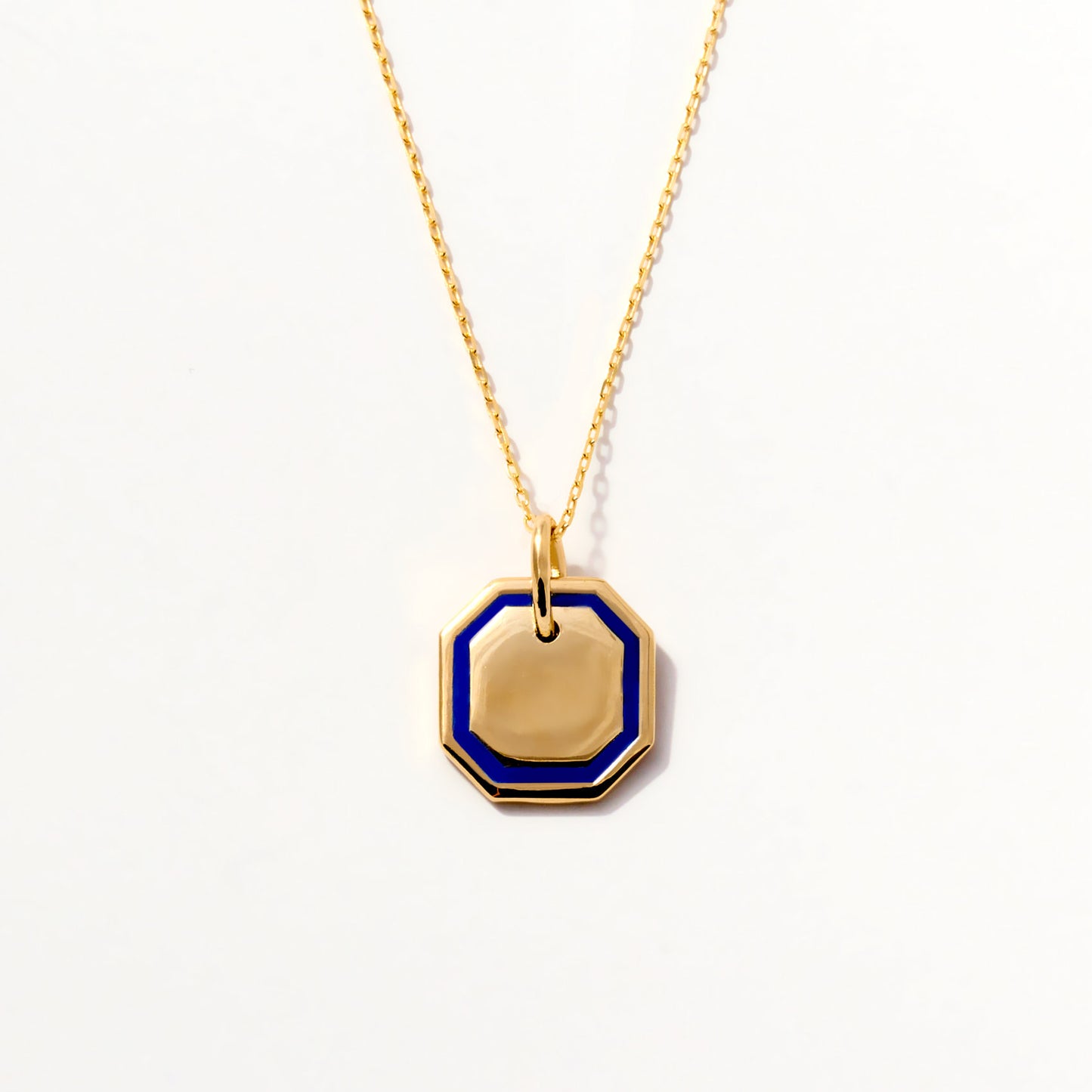 Engravable Enamel Tag Necklace in 14K Solid Gold