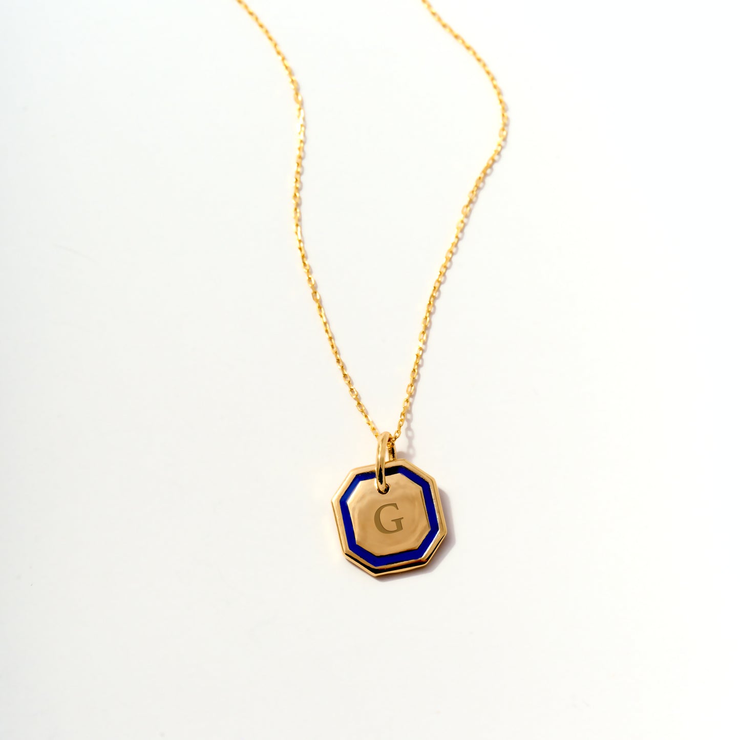 Engravable Enamel Tag Necklace in 14K Solid Gold