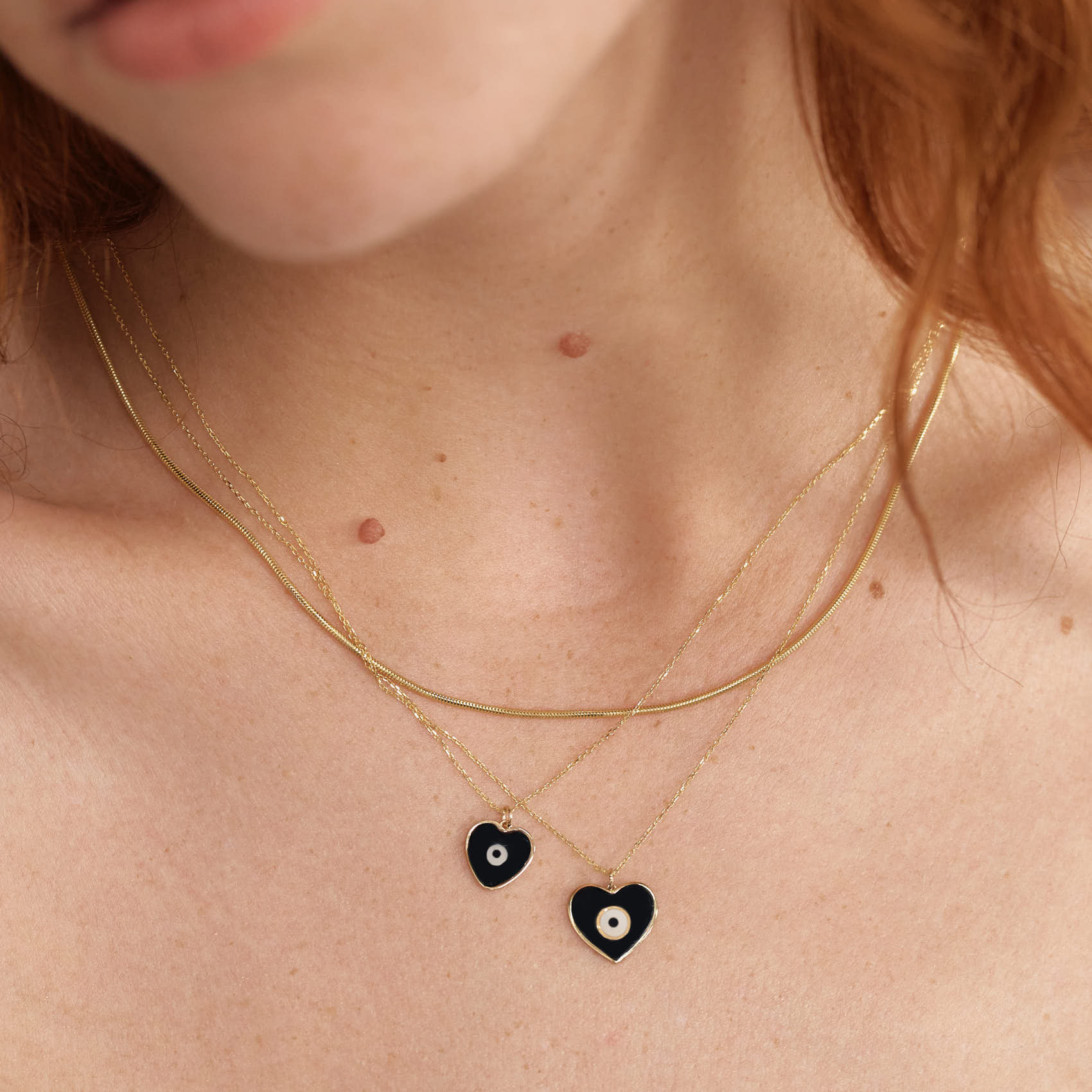 Enamel Evil Eye Heart Shaped Necklace