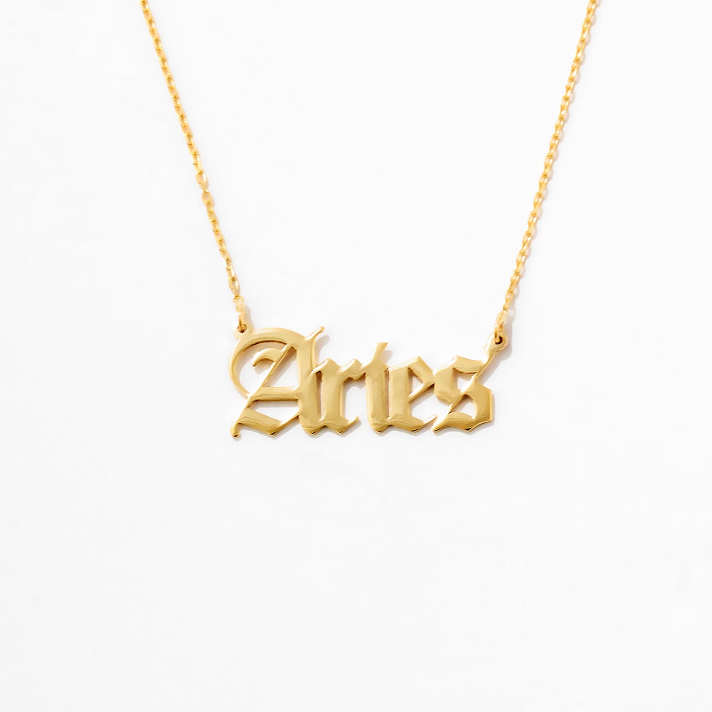 Zodiac Astrology Name Necklace in 14K Solid Gold