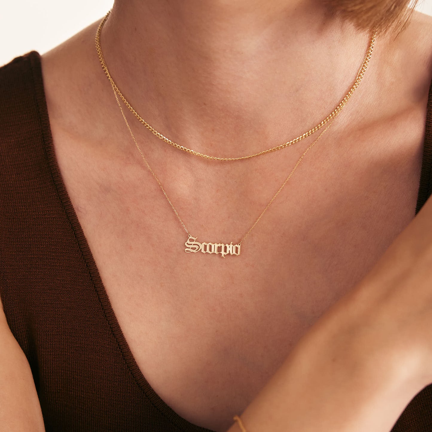 Zodiac Astrology Name Necklace in 14K Solid Gold