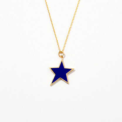 Enamel Star Necklace in 14K Solid Gold