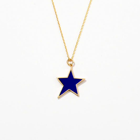 Enamel Star Necklace in 14K Solid Gold