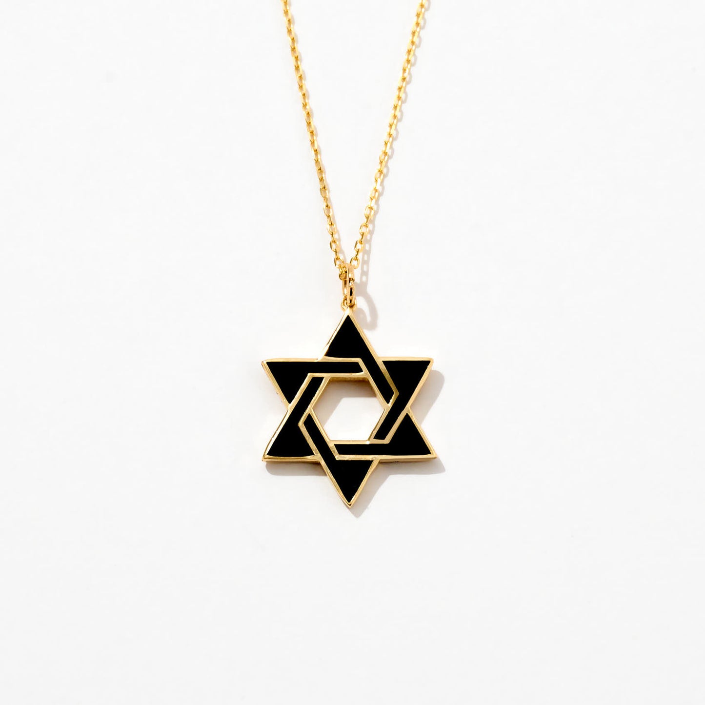 Enamel Star of David Necklace in 14K Solid Gold