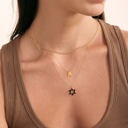 Enamel Star of David Necklace in 14K Solid Gold