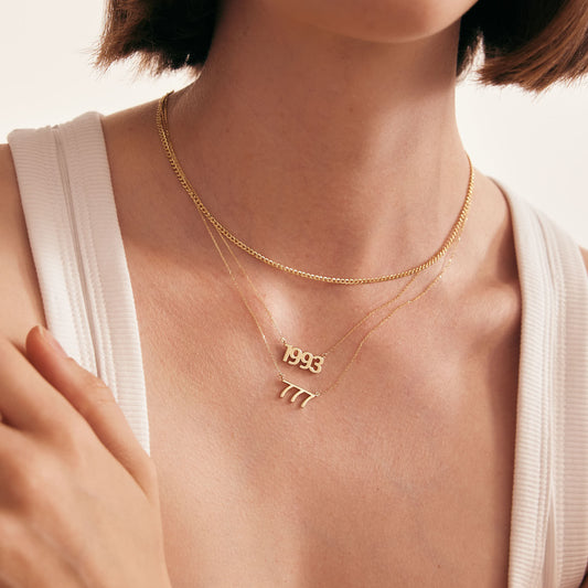 Custom Lucky Number Necklace in 14K Solid Gold