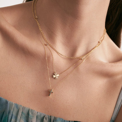 Birthstone Cross Necklace in 14k Solid Gold