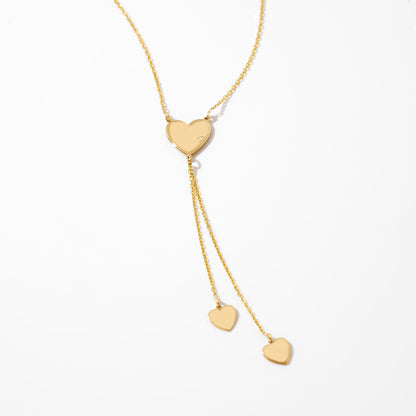 Diamond Heart Drop Y Necklace in 14K Solid Gold