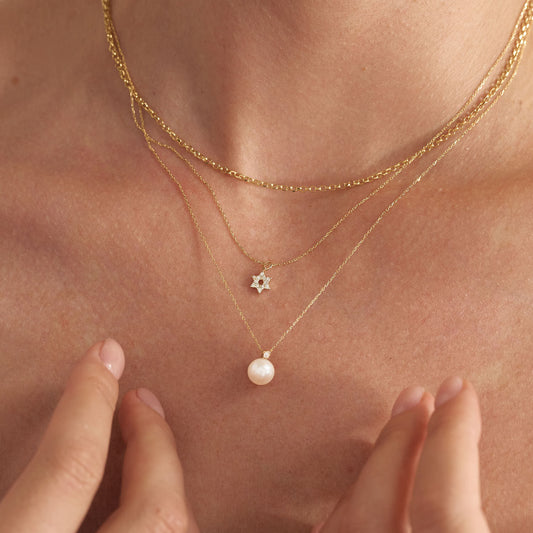 Minimal Diamond Star of David Necklace