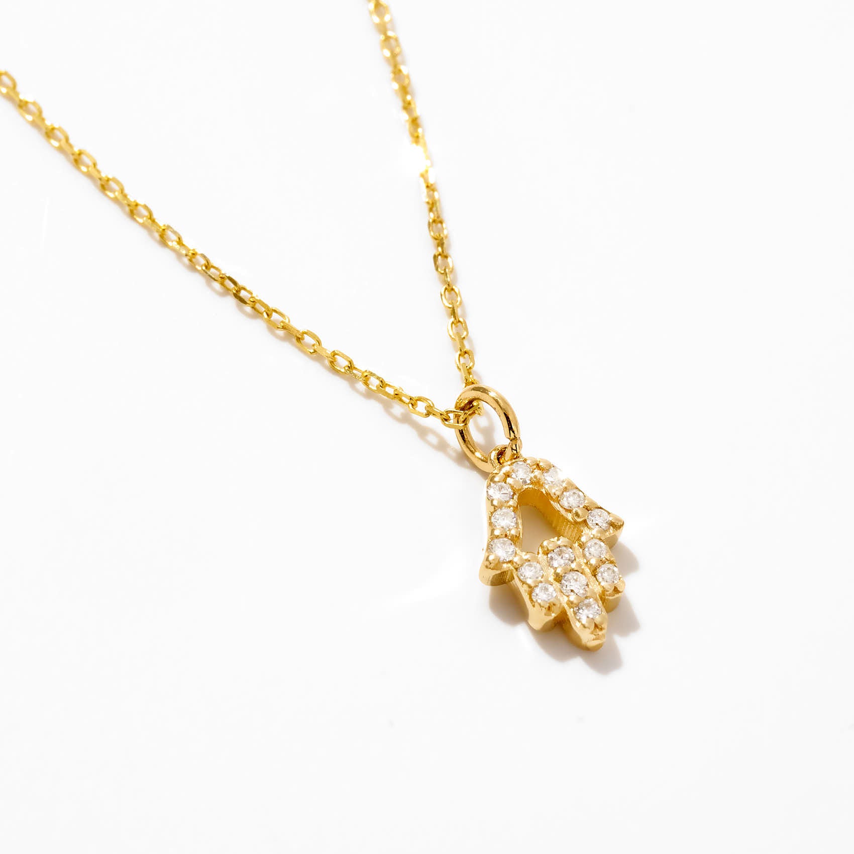 Tiny Hamsa Necklace in Solid Gold | Evil Eye Pendant | Fatima Hand Protection Charm | 9k, 14k or hot 18k