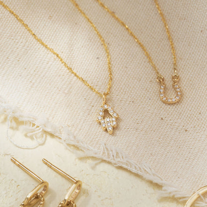 Diamond Hamsa Hand Necklace in 14K Solid Gold