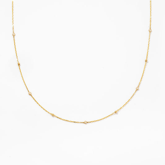 Diamonds and Beads by the Yard Drop Necklace in 14K Solid Gold