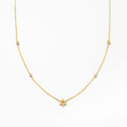 Diamond Station Star of David 14K Solid Gold Necklace