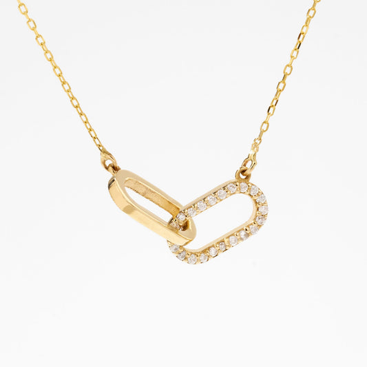 Diamond Paperclip Interlocking Necklace