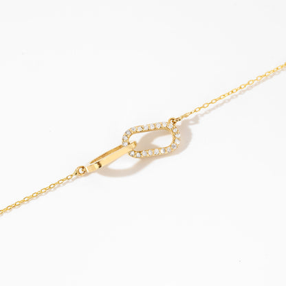 Diamond Paperclip Interlocking Necklace in 14k Solid Gold