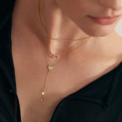 Diamond Paperclip Interlocking Necklace in 14k Solid Gold