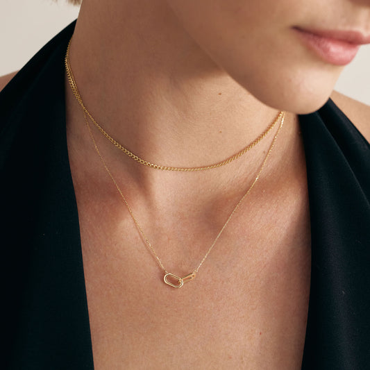 Intertwined Linked Paperclip Necklace in 14K Solid Gold