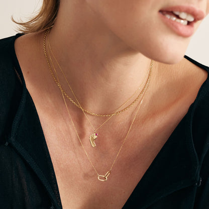 Intertwined Linked Paperclip Necklace in 14K Solid Gold