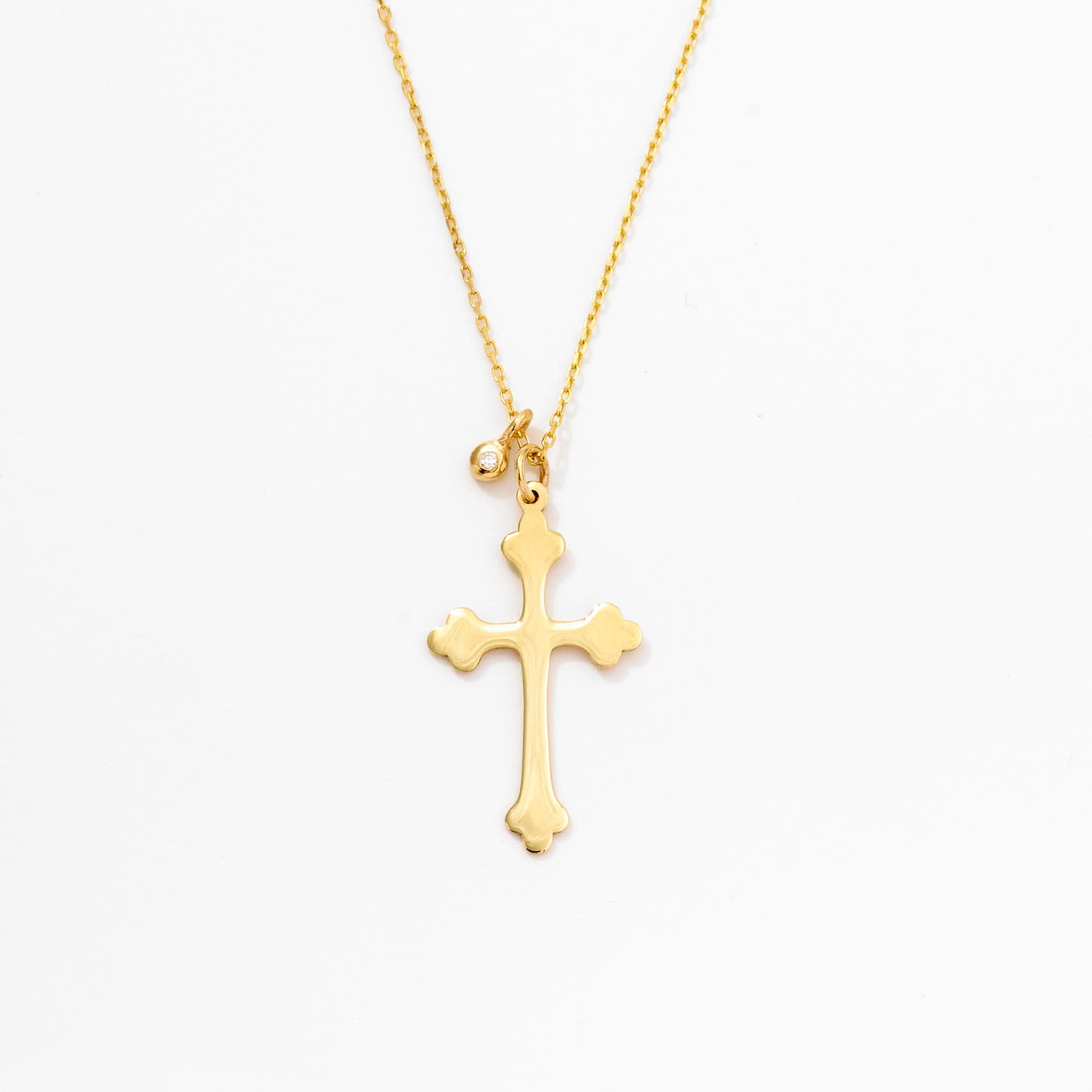 Diamond Budded Cross Necklace