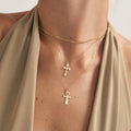 Diamond Budded Cross Necklace