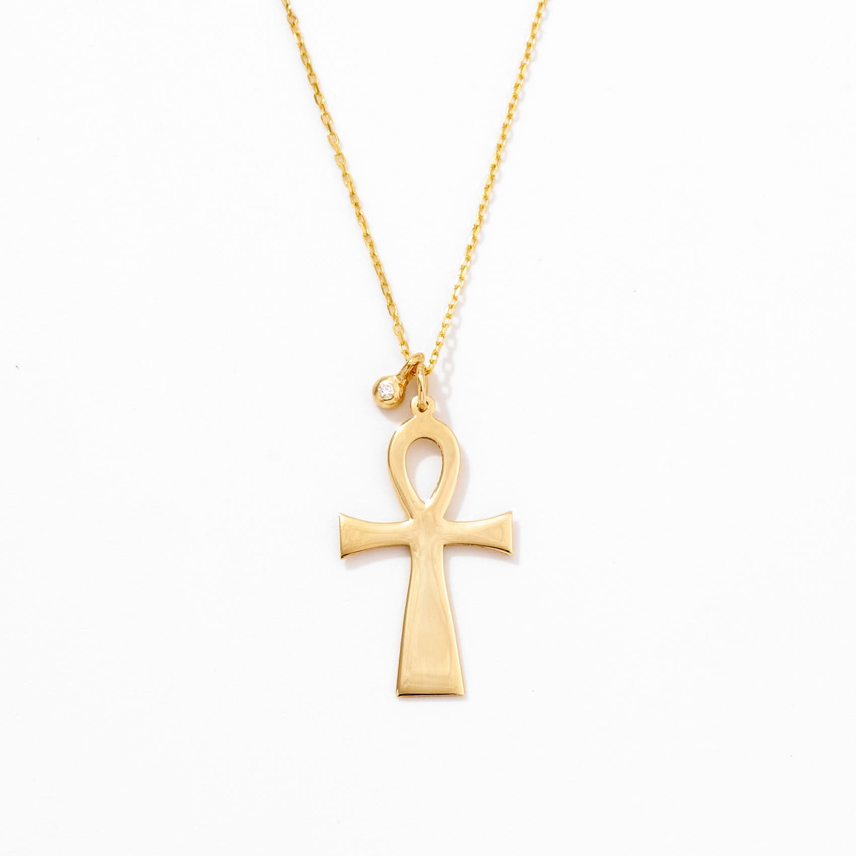 Gold Ankh Pendant, 14K Solid Gold Necklace, Ankh Necklace, Egyptian Necklace, Ancient Egyptian Gold Pendant, Ankh Charm, Statement popular Necklace