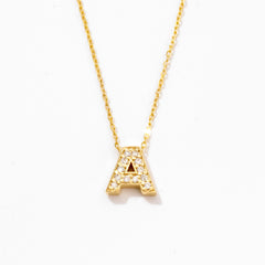 Diamond Letter Necklace in 14k Solid Gold – Gelin Diamond