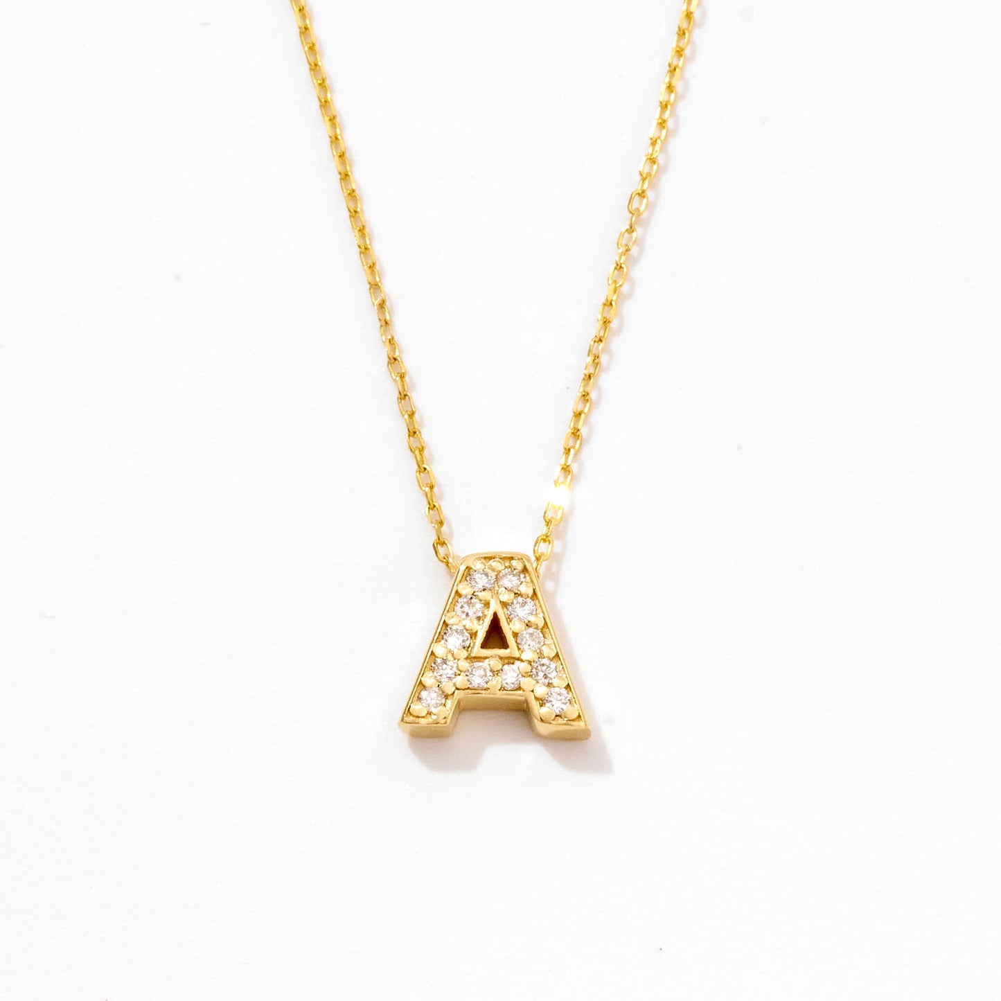 Diamond Letter Necklace in 14k Solid Gold