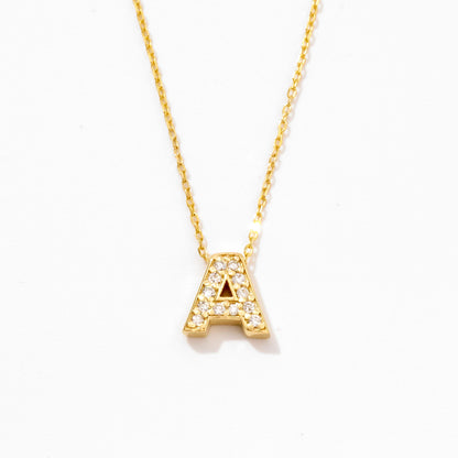 Diamond Letter Necklace in 14k Solid Gold