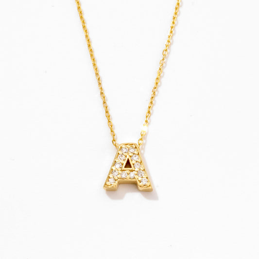 Diamond Letter Necklace in 14k Solid Gold