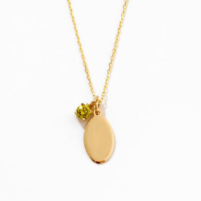 Small Initial and Birthstone Necklace in 14k Solid Gold