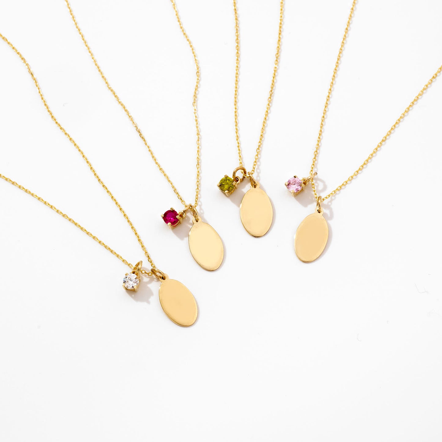 Small Initial and Birthstone Necklace in 14k Solid Gold